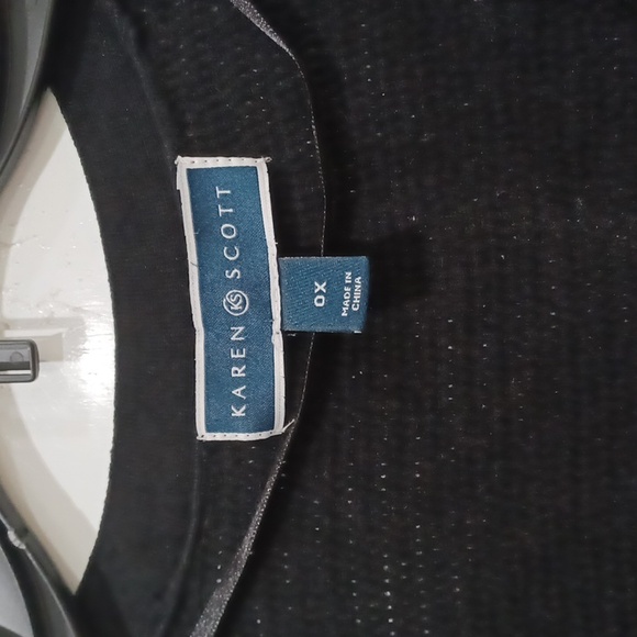 Karen Scott Wmn's 0X Black Open front cardigan - Picture 2 of 9